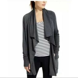 Athleta Studio Yoga Wrap Cardigan Casual Basic Classic Relaxed Waterfall Grey S